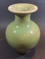Modern Luxurious Chinese Imperial Guan Celadon Green Crackle Glaze 10" Tall Vase - Treasure Valley Antiques & Collectibles