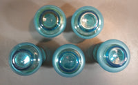 1960s Bohemia Crystal Czechoslovakia Aqua Turquoise Gold Gilt Decanter Set with 5 Glasses