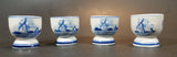 1940s H.S. Handpainted Delft Blue Windmill Decor Egg Holder Cup Set of 4 - Treasure Valley Antiques & Collectibles