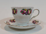 1959-1964 Queen Anne Bone China Fruit Pattern 8248 Teacup and Saucer