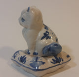 Vintage Delft Holland Cat on Windmill Pillow Figurine - Treasure Valley Antiques & Collectibles