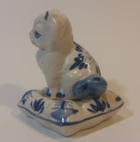 Vintage Delft Holland Cat on Windmill Pillow Figurine - Treasure Valley Antiques & Collectibles