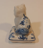 Vintage Delft Holland Cat on Windmill Pillow Figurine - Treasure Valley Antiques & Collectibles