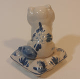 Vintage Delft Holland Cat on Windmill Pillow Figurine - Treasure Valley Antiques & Collectibles