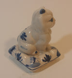 Vintage Delft Holland Cat on Windmill Pillow Figurine - Treasure Valley Antiques & Collectibles