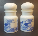Vintage 1960s Belgium Milk Glass Apothecary Spice Jar Lidded Containers Set of 2 - Treasure Valley Antiques & Collectibles