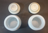 Vintage 1960s Belgium Milk Glass Apothecary Spice Jar Lidded Containers Set of 2 - Treasure Valley Antiques & Collectibles