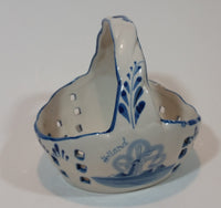 Vintage Delft Blue Handpainted Porcelain Windmill Basket - Designed By T.S. Holland - Treasure Valley Antiques & Collectibles