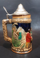 Early 1950s Gift Craft Japan Drinking Bavarian Friends Porcelain Lidded Beer Stein - Treasure Valley Antiques & Collectibles