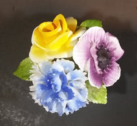 1950s Radnor Bone China Mixed Floral Purple Blue Yellow Bone China Bouquet - Treasure Valley Antiques & Collectibles