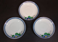 1930s Handpainted Noritake Lustreware Set of 3 Blue Floral Saucer Plates - Japan - Treasure Valley Antiques & Collectibles