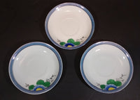 1930s Handpainted Noritake Lustreware Set of 3 Blue Floral Saucer Plates - Japan - Treasure Valley Antiques & Collectibles