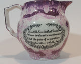 c. 1840 Antique Sunderland Pink Lustreware Mottoware "Sailor's Fairwell" Ship Ewer Jug - Treasure Valley Antiques & Collectibles