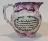 c. 1840 Antique Sunderland Pink Lustreware Mottoware "Sailor's Fairwell" Ship Ewer Jug - Treasure Valley Antiques & Collectibles