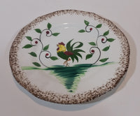 1950s Napco Brown Speckled Edged Handpainted Rooster Chicken with Vines Teacup Saucer Plate - Treasure Valley Antiques & Collectibles