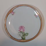 1920s German Lustreware Peach Trim Pink Floral Roses Decor 6 1/2" Plate - Treasure Valley Antiques & Collectibles