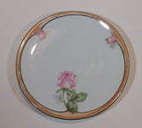 1920s German Lustreware Peach Trim Pink Floral Roses Decor 6 1/2" Plate - Treasure Valley Antiques & Collectibles