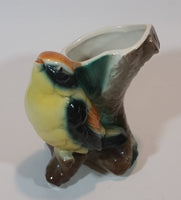 1950s Royal Copley Western Tanager or Warbler Bird on Tree Stump Ceramic Porcelain Planter - Treasure Valley Antiques & Collectibles