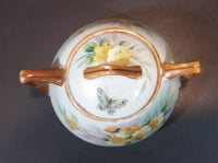 1920s Nippon - Japan Hand Painted Butterflies and Yellow Flowers Sugar Bowl - Treasure Valley Antiques & Collectibles