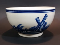 Vintage Delft Blue Windmills, Dutch Town, and Sailboats Scenery Bowl - Treasure Valley Antiques & Collectibles