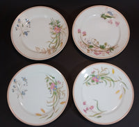 1876-1882 Limoges CH (Charles) Field Haviland Peach Trim Flower Decor Plates -  Set of 4 - Treasure Valley Antiques & Collectibles