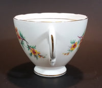 1950s Royal Vale Yellow Flowers & Ferns Bone China Teacup Gold Trim Pattern Number 6849 - Treasure Valley Antiques & Collectibles