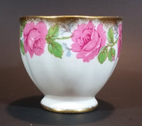 Early 1950s Queen Ann Fine Bone China England Pink Roses Flower Decor Gold Gilt Teacup Pattern Number 4673 - Treasure Valley Antiques & Collectibles