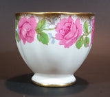 Early 1950s Queen Ann Fine Bone China England Pink Roses Flower Decor Gold Gilt Teacup Pattern Number 4673 - Treasure Valley Antiques & Collectibles