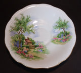 1950-1959 Queen Anne Fine Bone China England "Tudor Cottage" Teacup Saucer - Treasure Valley Antiques & Collectibles