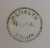 Rare Set of 4 White Medalta Hotel China 9 1/4" Plates  (3x 1937-1943) (1x Vitrified 1937-1949) - Treasure Valley Antiques & Collectibles