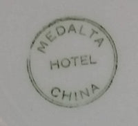 Rare Set of 4 White Medalta Hotel China 9 1/4" Plates  (3x 1937-1943) (1x Vitrified 1937-1949) - Treasure Valley Antiques & Collectibles