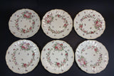 1930s Royal Doulton "Wildflower" Pink and Red Floral with Faint Yellow Edge 8 1/2" Dinner Plates - Set of 6 - Treasure Valley Antiques & Collectibles