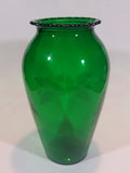 Vintage 1950s Anchor Hocking Emerald Green Etched Flower and Leaves Glass Vase - Treasure Valley Antiques & Collectibles