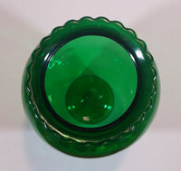 Vintage 1950s Anchor Hocking Emerald Green Etched Flower and Leaves Glass Vase - Treasure Valley Antiques & Collectibles