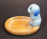 Antique Noritake Figural Blue Dog Sitting on Peach Luster Lustreware Ring Pin Tray Dish - Japan - Treasure Valley Antiques & Collectibles