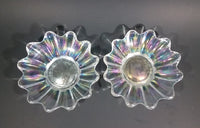 Set of 2 - 1950s Fostoria Carnival Glass Company - Ohio - Clear Rainbow Iridescent Scalloped Celestial Pattern 5 3/4" Plates - Treasure Valley Antiques & Collectibles