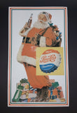 Vintage 1970s Pepsi Cola Merry Christmas Santa Claus with Gifts Lithograph Tin Sign - Treasure Valley Antiques & Collectibles