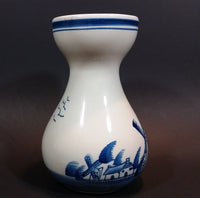 Vintage Delft Blue Windmills, Dutch Village, and Sailboats Ship Handpainted Ceramic Flower Vase - Treasure Valley Antiques & Collectibles