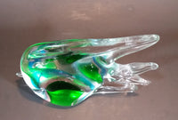 1970s Murano Italian Art Glass Clear Tropical Angelfish Paperweight with Green, Pink, and Blue Eye - Treasure Valley Antiques & Collectibles