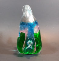 1970s Murano Italian Art Glass Clear Tropical Angelfish Paperweight with Green, Pink, and Blue Eye - Treasure Valley Antiques & Collectibles