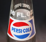 Vintage 1977 Pepsi-Cola Pepsi One Pint 16 Fl oz 473mL Clear Glass Money Back Bottle - LS 77 239 - Treasure Valley Antiques & Collectibles