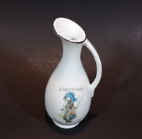 Vintage 1970s Holly Hobbie "A Happy Smile" "is always in style" Pitcher Style Porcelain Flower Bud Vase - Treasure Valley Antiques & Collectibles