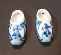 Vintage Delft Blue Handpainted Holland Windmill Shoe Set - Treasure Valley Antiques & Collectibles