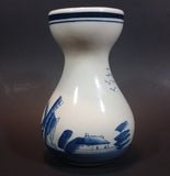 Vintage Delft Blue Windmills, Dutch Village, and Sailboats Ship Handpainted Ceramic Flower Vase - Treasure Valley Antiques & Collectibles