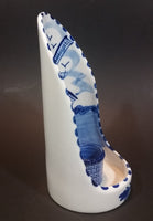 1984 D.A.I.C. Handpainted Delft Blue Windmills, Birds Decor with Brick Water Well Style Porcelain Wall Decor Candle Holder - Treasure Valley Antiques & Collectibles