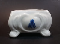 Delft Blue Style Footed Trinket Dish with Windmill and Flower Decor - Treasure Valley Antiques & Collectibles
