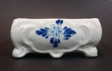 Delft Blue Style Footed Trinket Dish with Windmill and Flower Decor - Treasure Valley Antiques & Collectibles