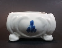 Delft Blue Style Footed Trinket Dish with Windmill and Flower Decor - Treasure Valley Antiques & Collectibles