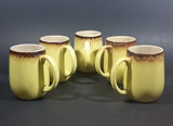 c. 1966 Medalta Redcliff, Alberta Yellow with Brown Trim Stoneware Pottery Mug Set of 5 - Treasure Valley Antiques & Collectibles
