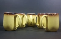 c. 1966 Medalta Redcliff, Alberta Yellow with Brown Trim Stoneware Pottery Mug Set of 5 - Treasure Valley Antiques & Collectibles